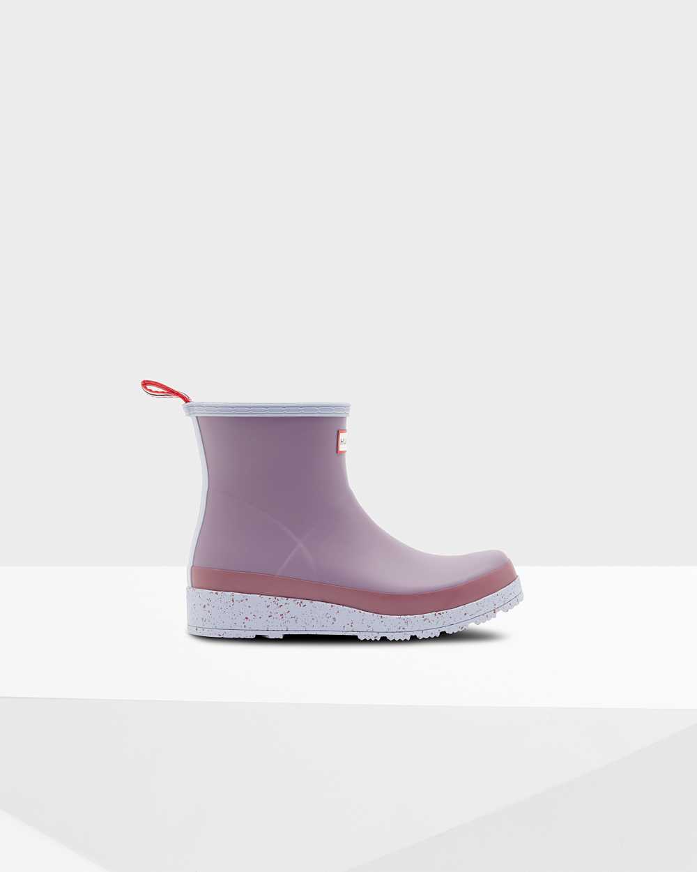 Womens Hunter Original Play Short Speckle Mid-Calf Rain Boots Purple | DSIKRT-108